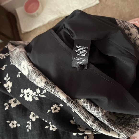 RW&CO Linen Blend Floral Dress Black White Lined Pockets Size M - Picture 6 of 6